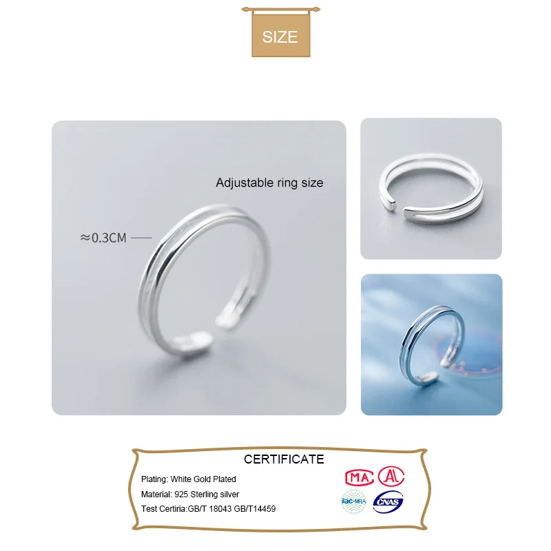 TrustDavis 925 Sterling Silver Fashion Simple Double Layer Cocktail Adjustable Ring for Trend Women Party Ring Jewelry DA1031