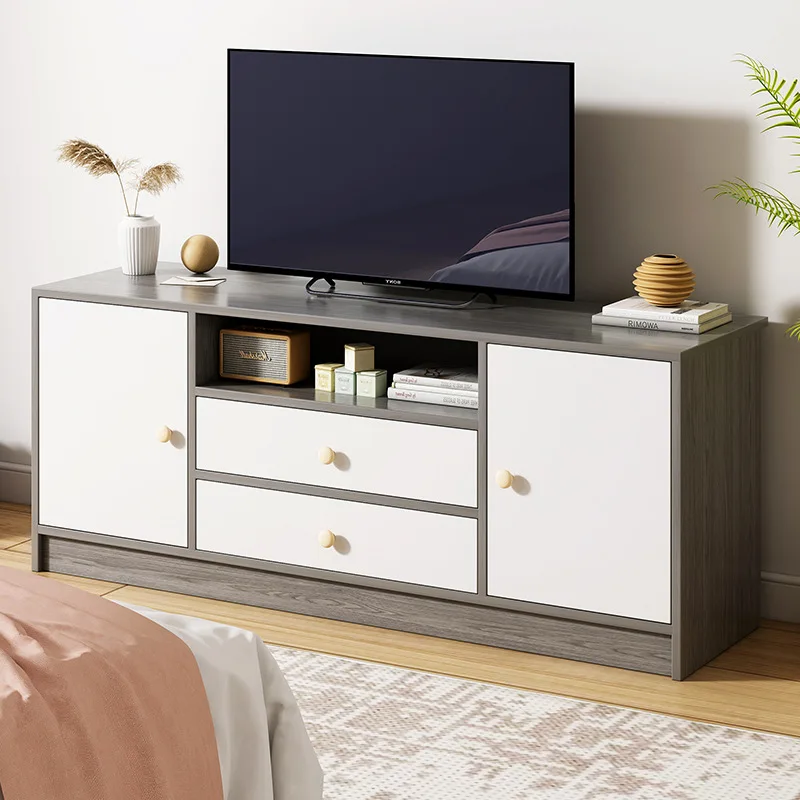 

TV cabinet modern simple floor living room small apartment bedroom high TV cabinet combined wall