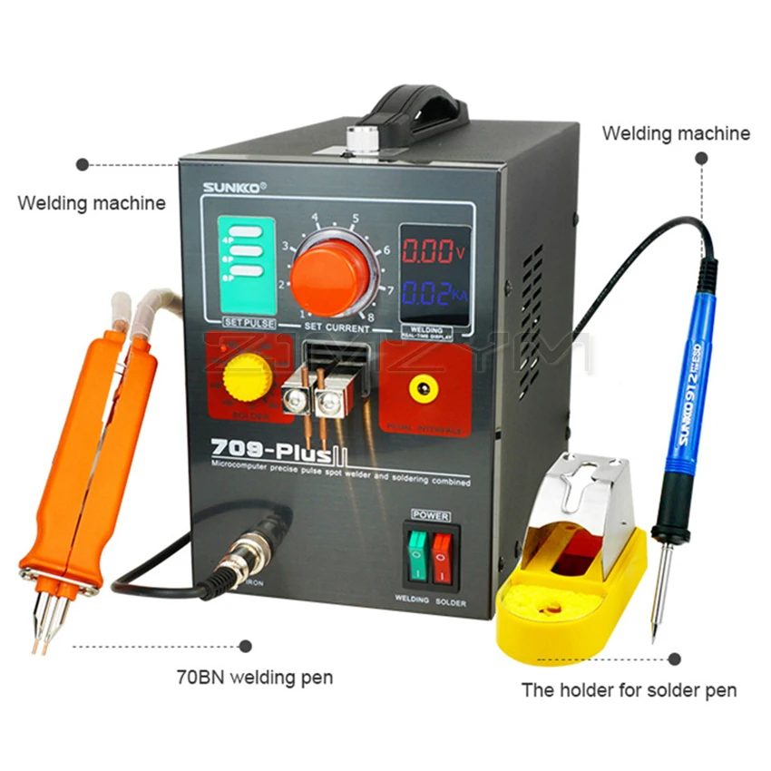 SUNKKO 4.3KW 709Plus Spot Welding Machine With Remote Soldering Pen Electric Soldering Iron Spot Welder For Battery Pack Welding