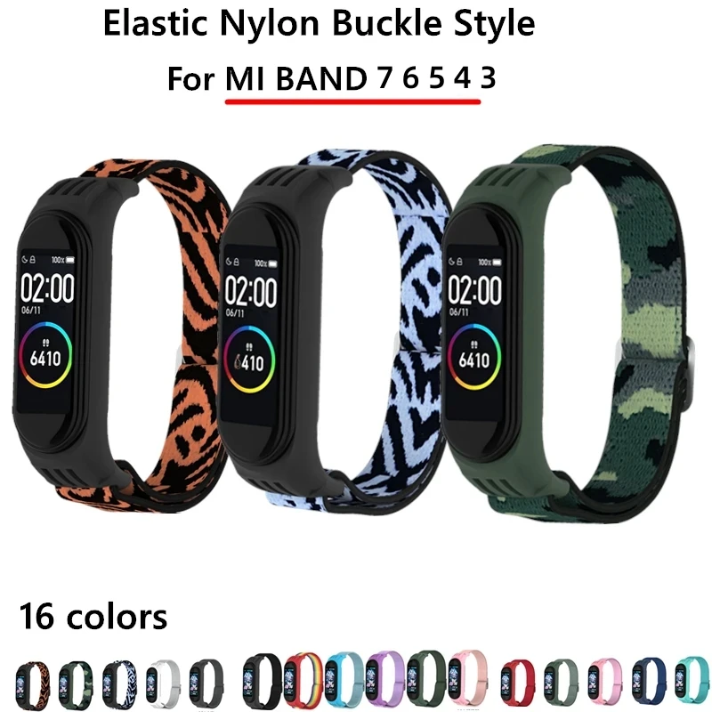 Nylon elastic Replacement Bracelet for Xiaomi MI Band 7 6 5 strap Sport Breathable Wristband 4 3 Smart Watch Accessories Loop