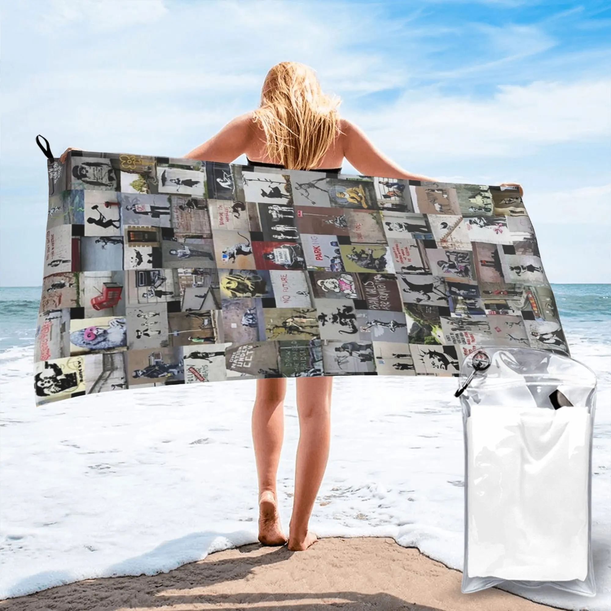 Banksy Beach Towel Soft Microfiber Quick Dry Absorbent Quick Towels For Pool