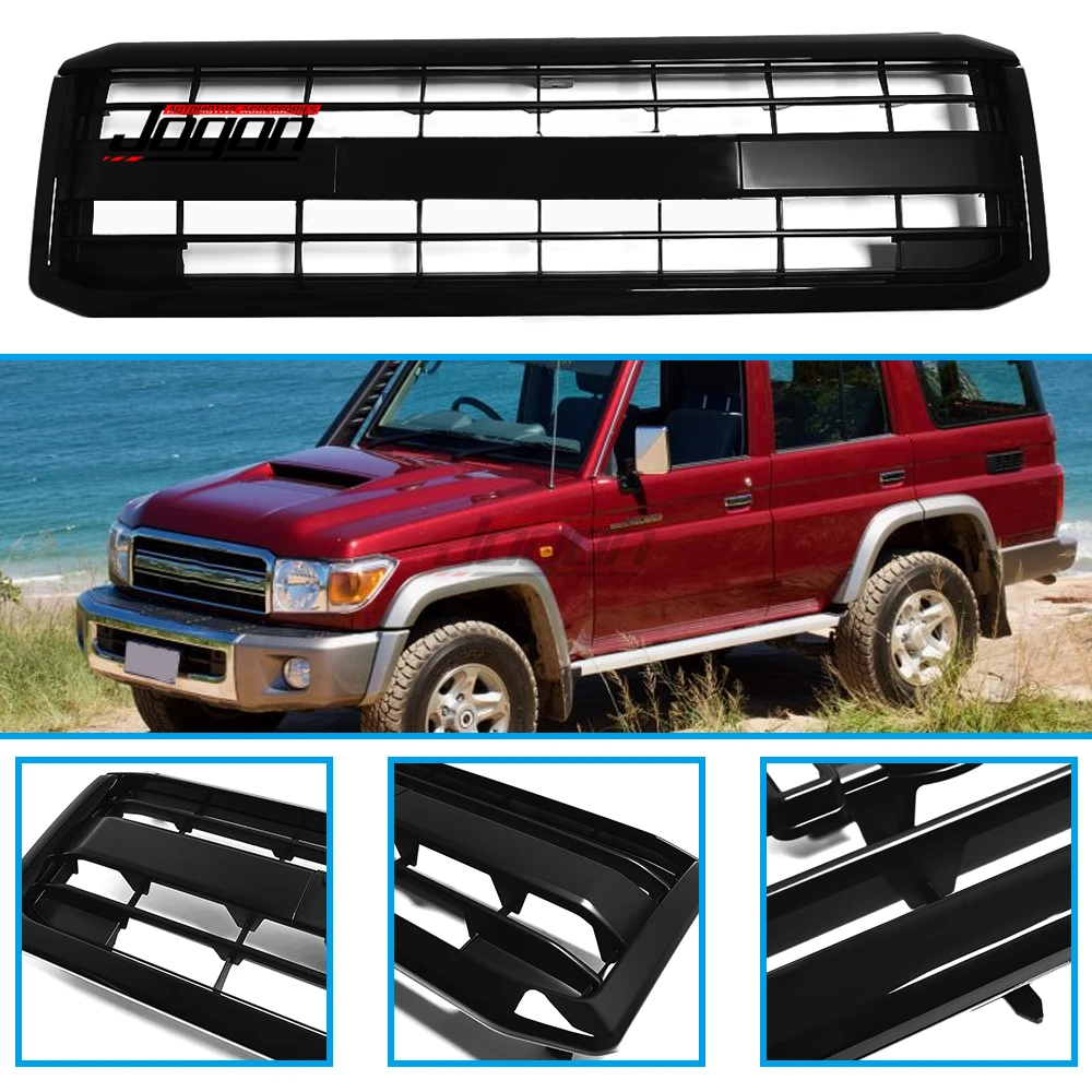 Full Black Replace Net Accessories For Toyota Land Cruiser 70 LC70 LC71 LC76 LC78 LC79 2022 Car Front Bumper Grille Cover Trim