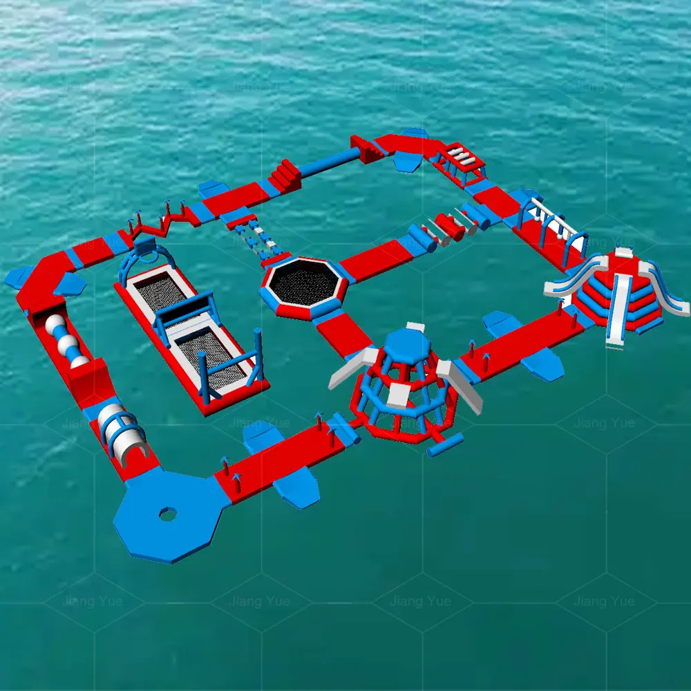 Customized Factory Price Custom Commercial Water Floating Island Inflatable Park With Water Slide Obstacles Course Games