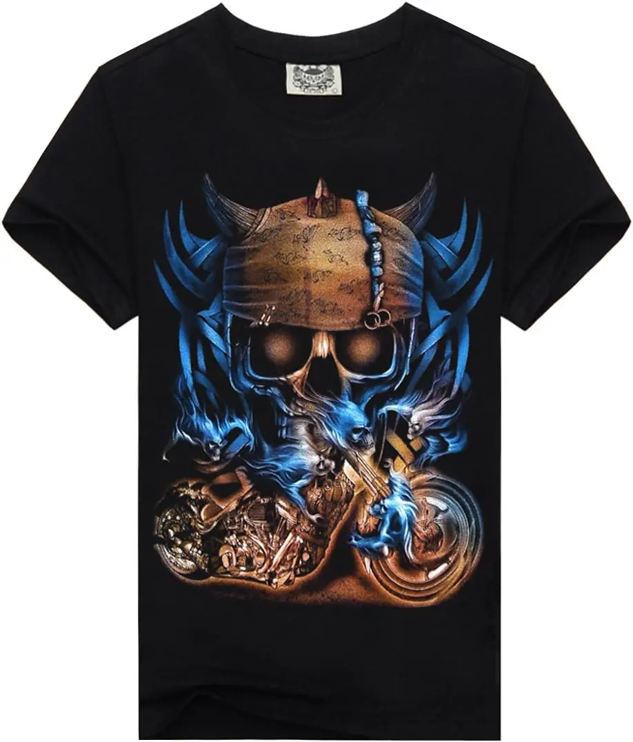 

Длинная идеальная новая мужская модная индивидуальная 3D футболка с принтом мотоцикла дьявола