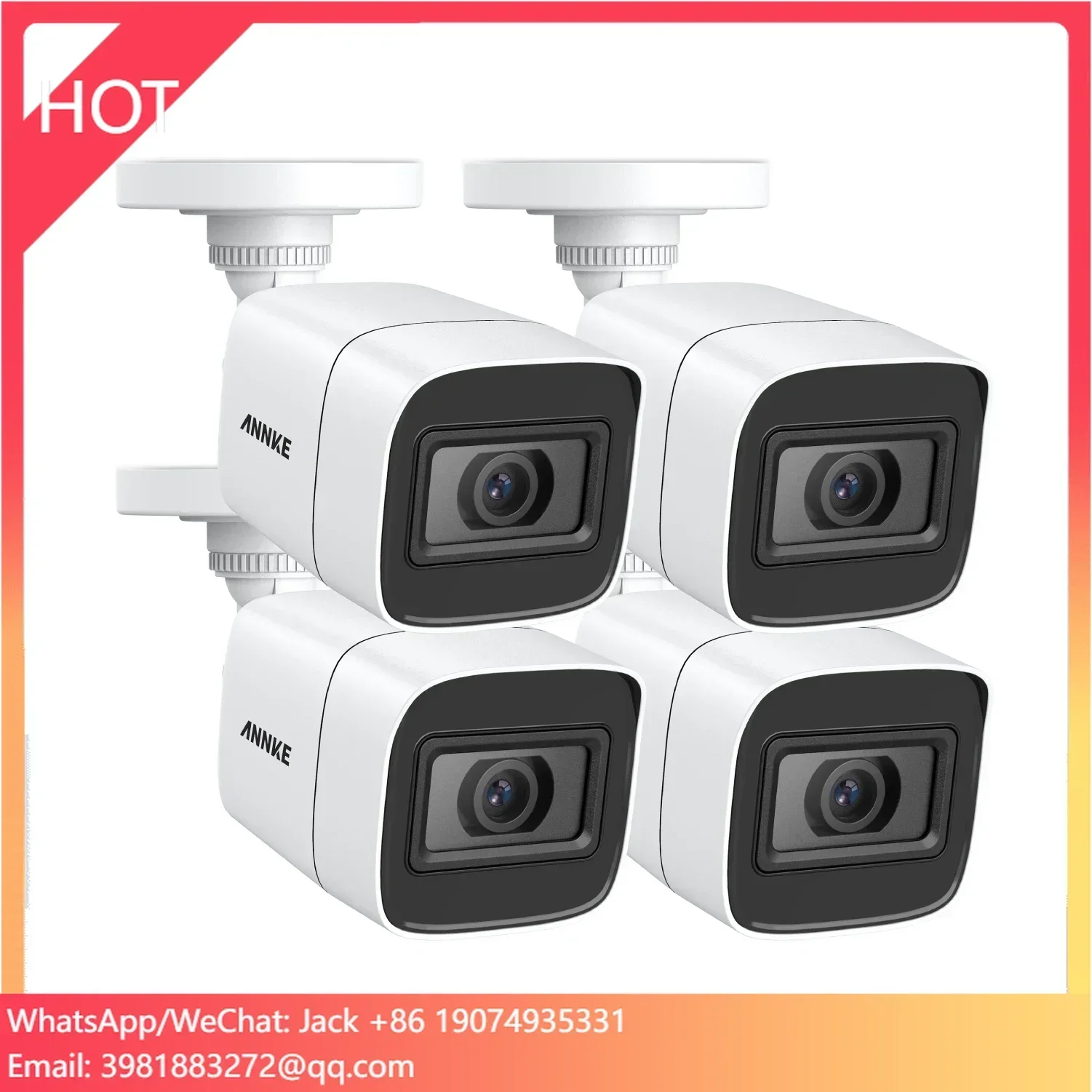 ANNKE 4K Ultra HD 4 pezzi Telecamera di sicurezza bullet Visione notturna IR IP67 Telecamera CCTV cablata per interni esterni impermeabile