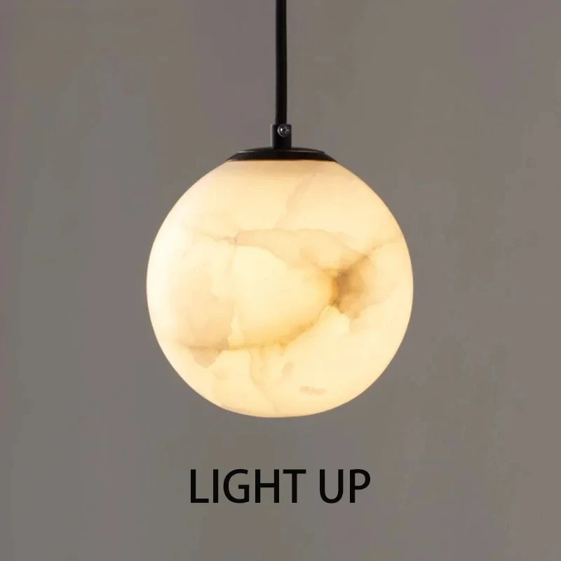 2026 Spanish Marble Small Pendant Light Modern Natural Stone Hanging Chandelier for Bedroom Living Room Dining Room Decor