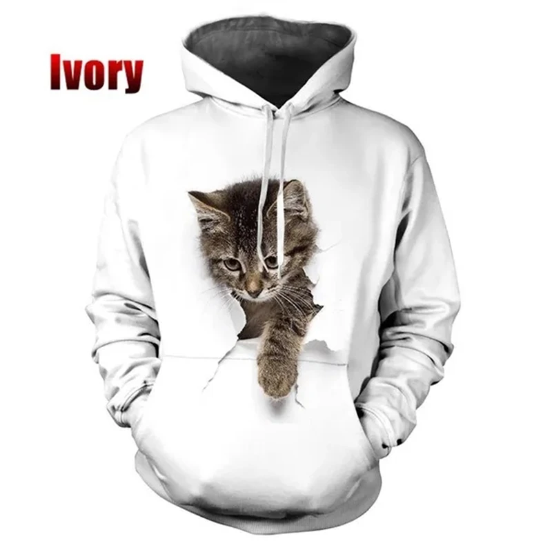 Sudadera con capucha para hombre y mujer, suéter informal con estampado de gato y Animal divertido en 3D, ropa cómoda de diseñador, novedad