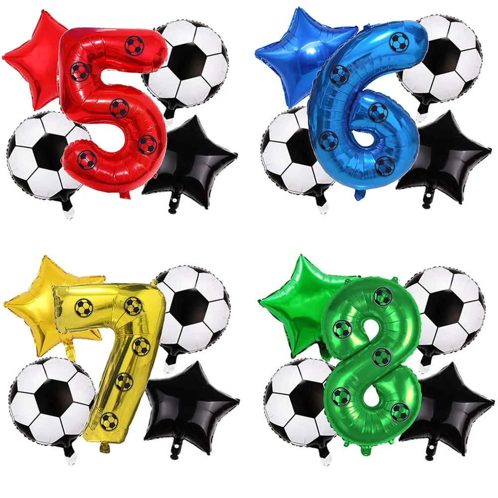 Kit de balão de futebol com adesivo, decoração de aniversário para meninos, suprimentos para festa de aniversário, balão de festa de futebol, decoração esportiva de futebol