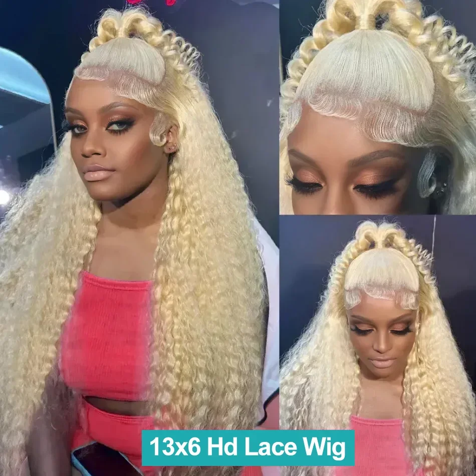 Blonde 613 Hd Lace Frontal Wig 13x6 13x4 Transparent Hd Lace Front Curly Wigs 30 32 Inch Preplucked Deep Wave Human Hair Wigs