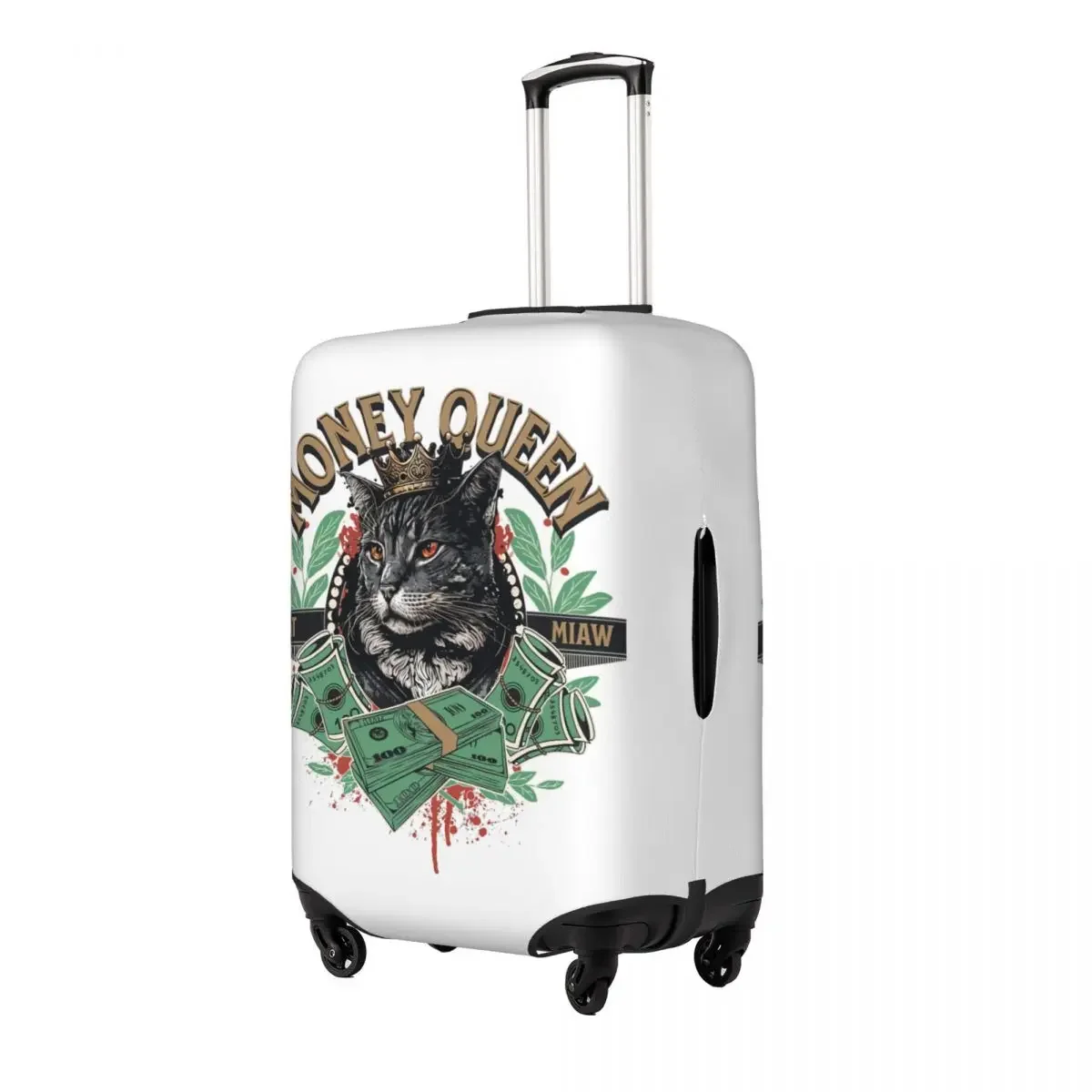 Cat Miaw Money Queen Print Luggage Protective Dust Covers Elastic Waterproof 18-32inch Suitcase Cover Travel Accessories