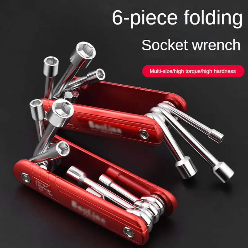 O50 Folding Hexagonal Socket Tool Metric British Set Alloy Handle Household Universal Wrench Tools Set