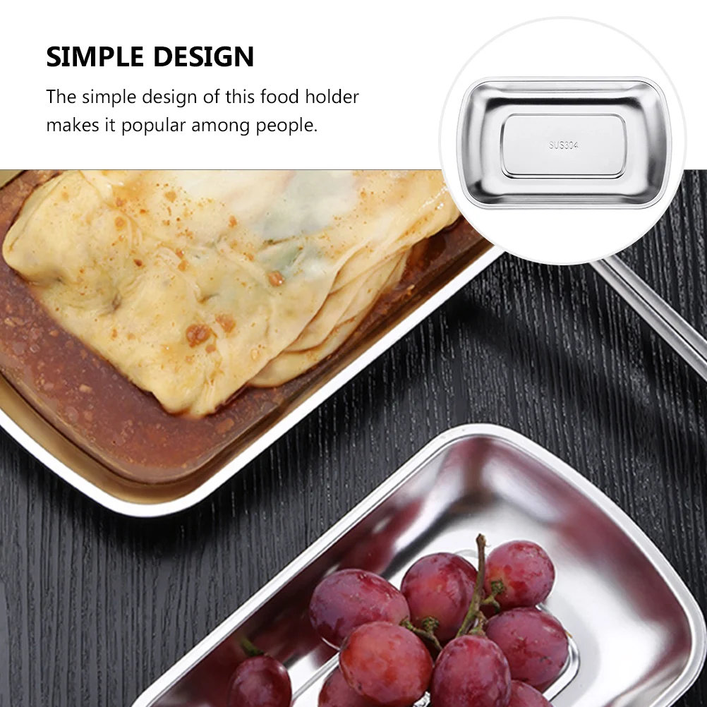 Stainless Steel Tray Food Serving Jewlery Towel Dish Holder Handkerchief Stand Rectangular Hotel Storage