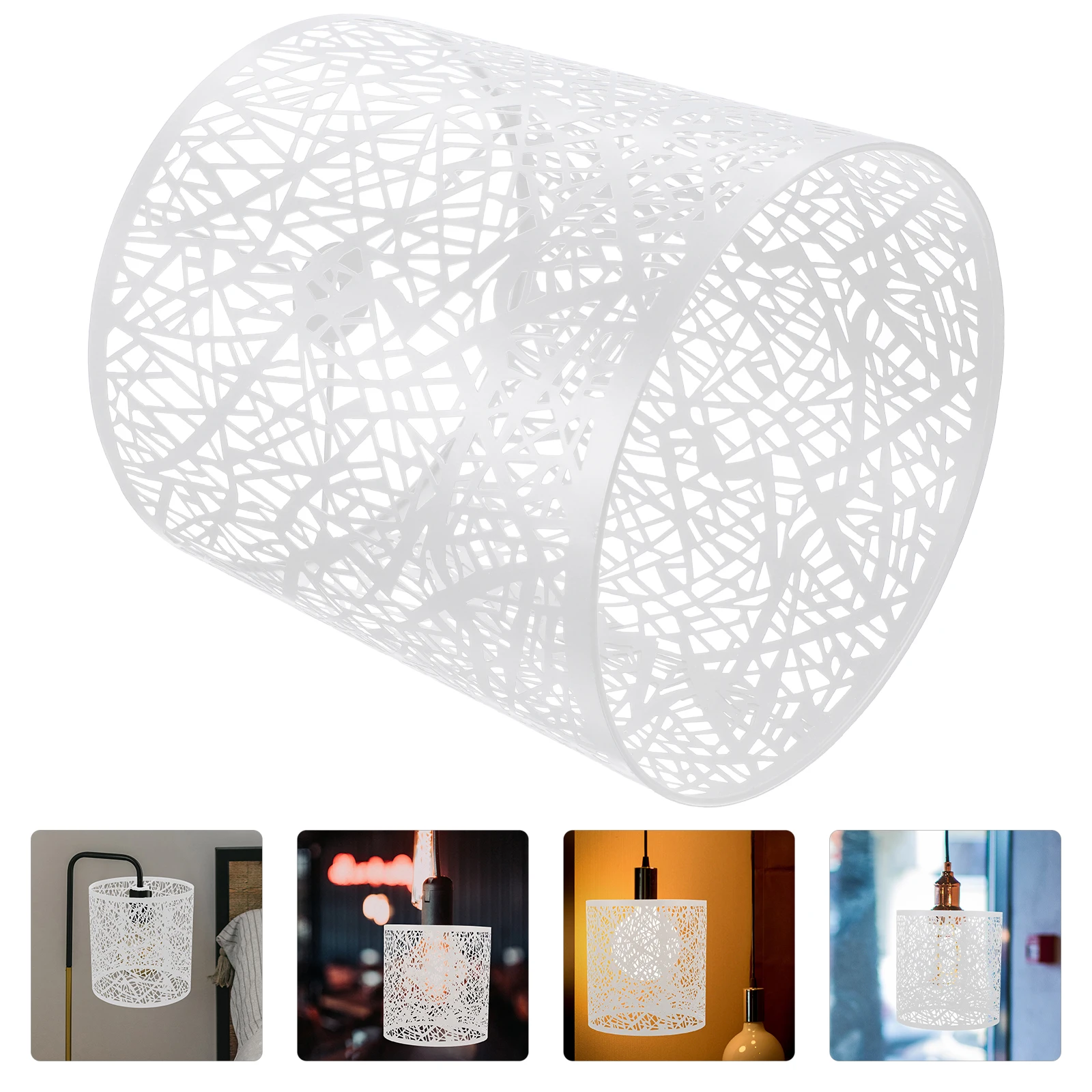 

Modern Metal Lampshade Round Tree Pattern Hollow Carving Large Wall Ceiling Bedside Floor Desk Light Shade Black Iron Lamp Cover