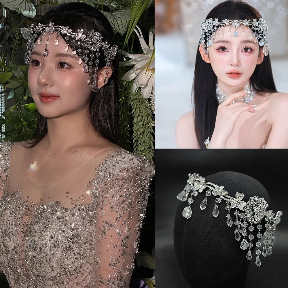 Graceful Dynamic Bridal Headpiece Princess Style Intricate Craftsmanship Age-Defying Crystal Forehead Decoration