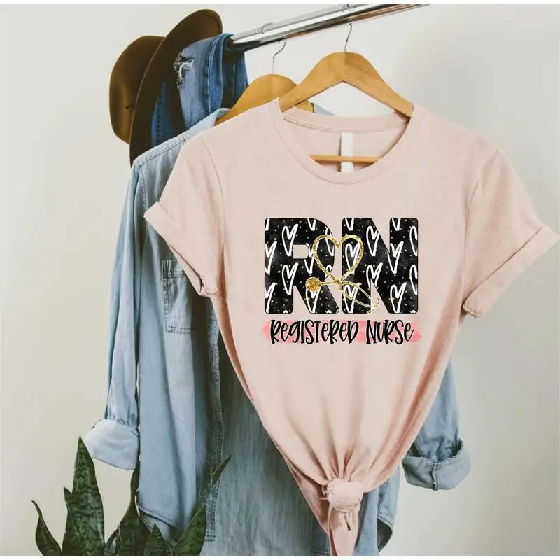 

Registered Nurse T Shirt RN For Women Hearts Week Graduate Life