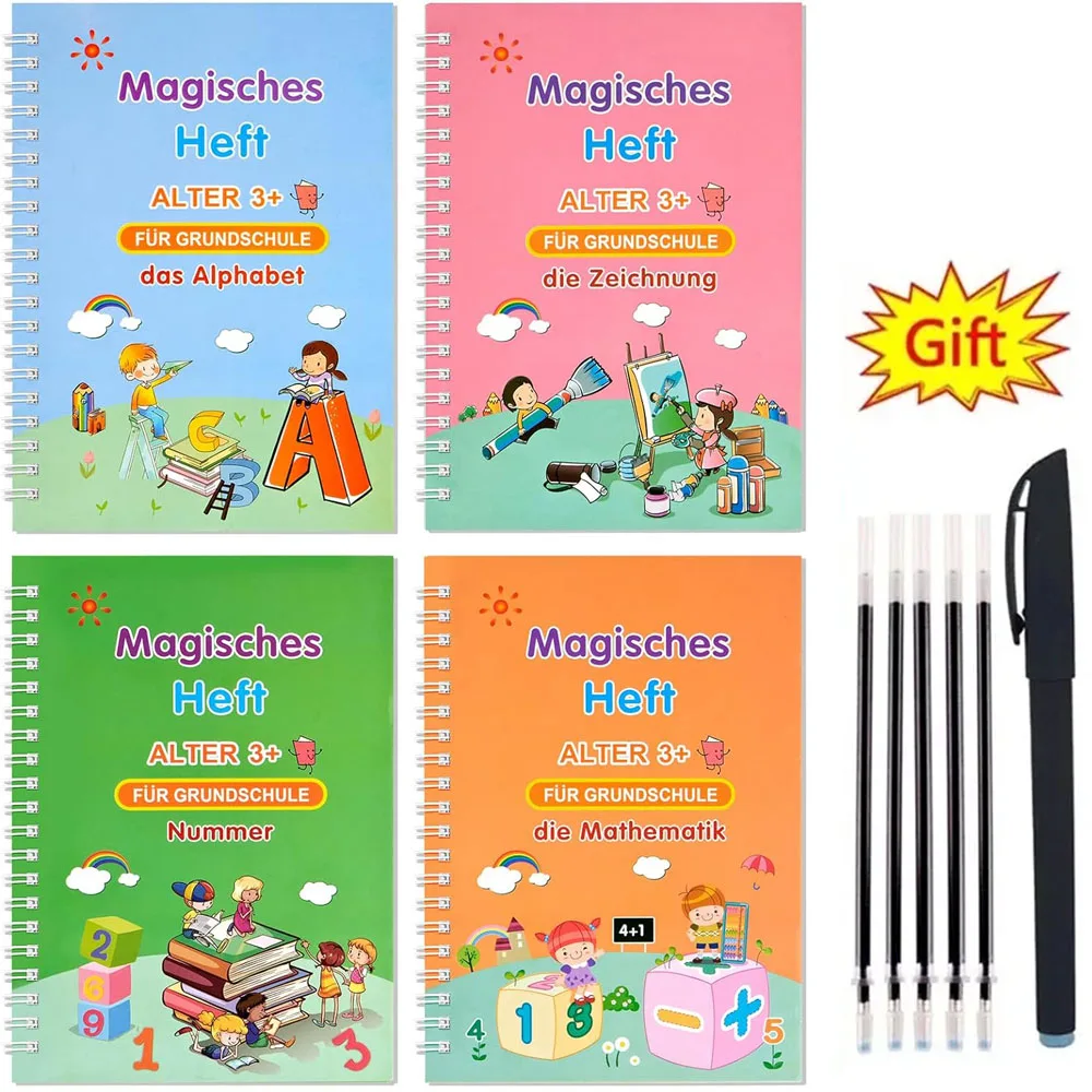 

Magic Practice Copybook Montessorii Educational 4 Books Copy Book German Montessori Education Drawing Toys Kids Exercise