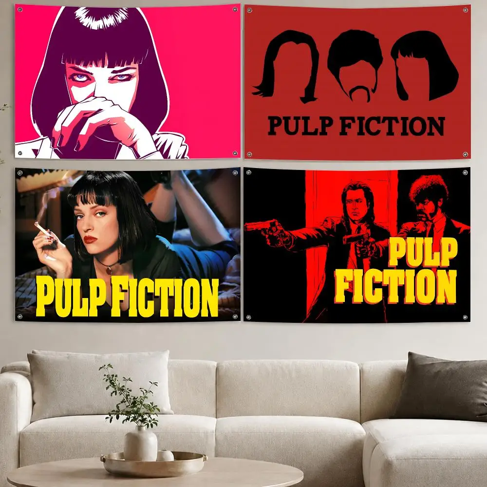 Pulp Fiction Flags Aesthetic Wall Tapestry Printed Wall Hanging Living Room Party Outdoor Decor