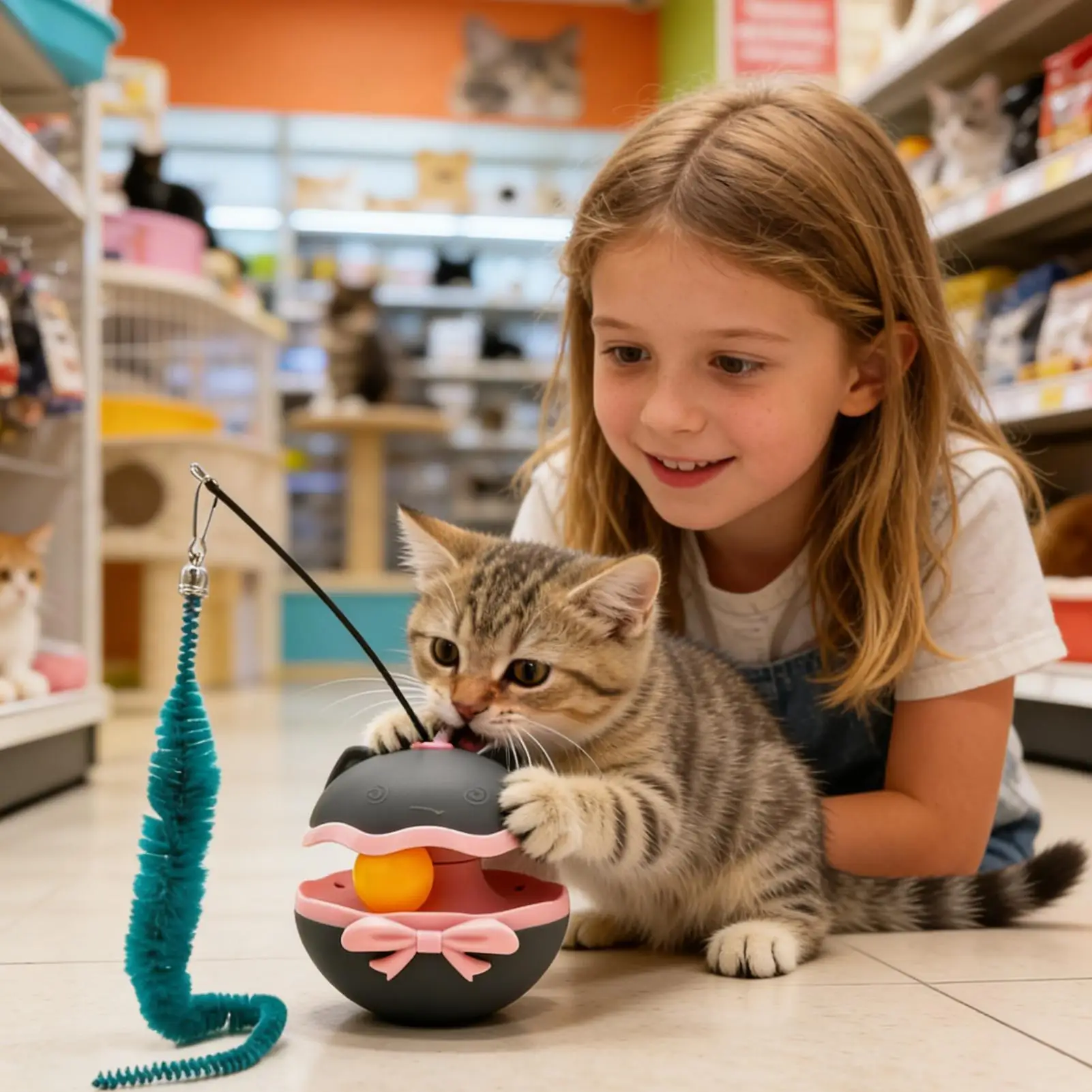 Wobble Base Cat Toy Interactive Self Play Teaser Stick With Plume Bite Resistant Pet Entertainment Toy Plume Color Randomly