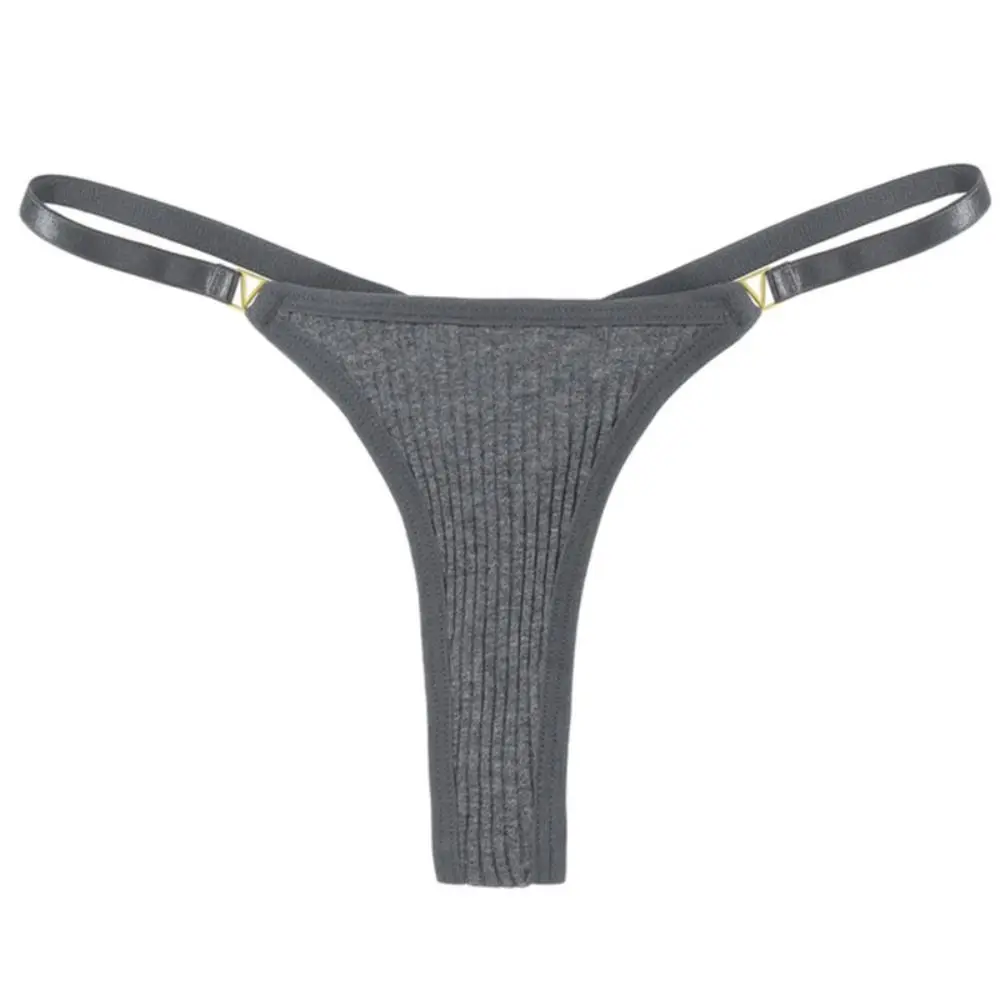 

Gray Breathable Simple Seamless Thin Belt Pure Color Women Thread Panties Nylon T-Pants Korean Style Thongs Low Waist Briefs