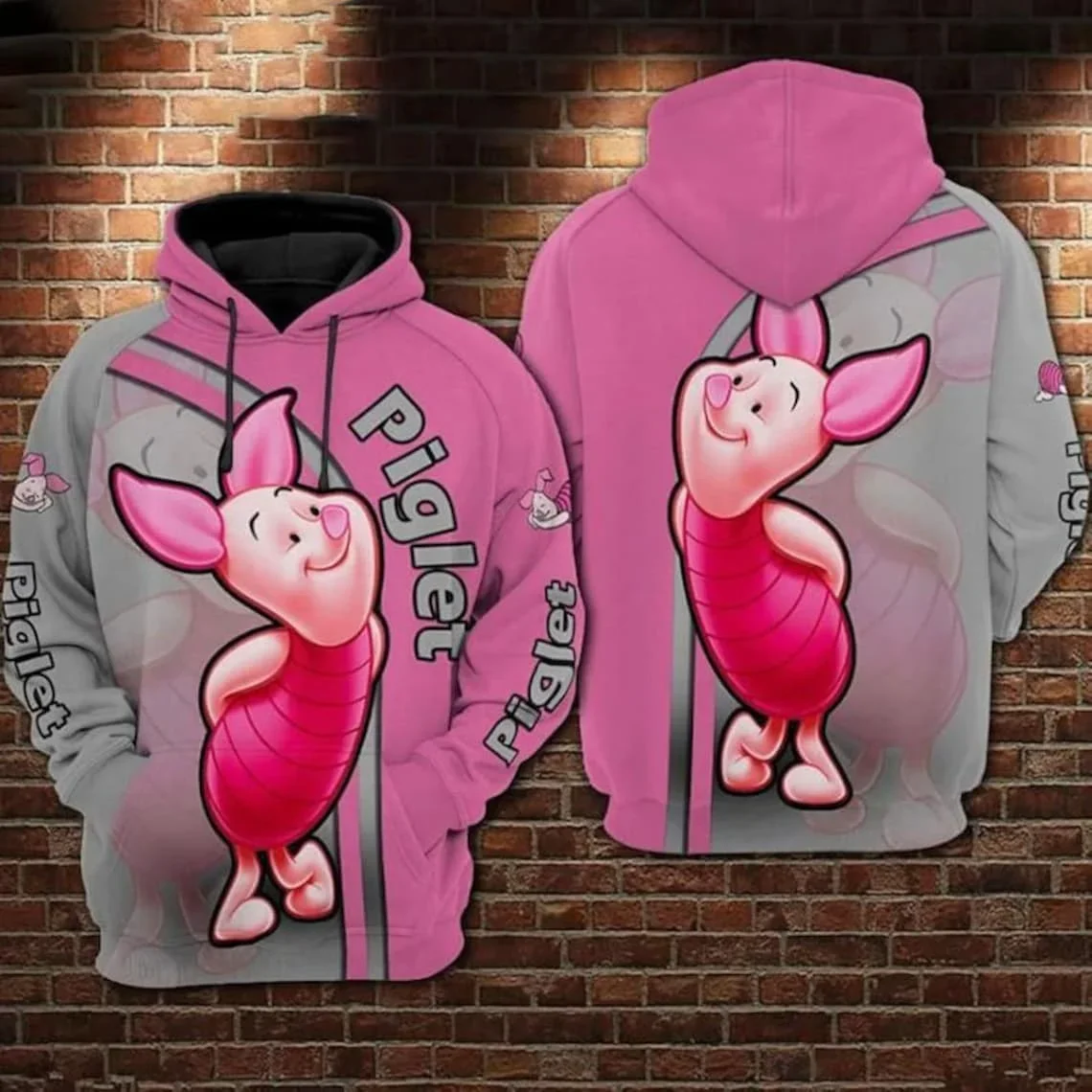 2024 Disney Winnie the Pooh Piglet 3D Print Hoodie Mens Womens Casual Sweatshirt Cartoon Zipper Hoodie Fashion Street Hoodie