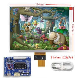 8 Inch 1024*768 Screen Display LCD Monitor Driver Control Board Mini HDMI-Compatible For Lattepanda,Raspberry Pi Banana Pi PC