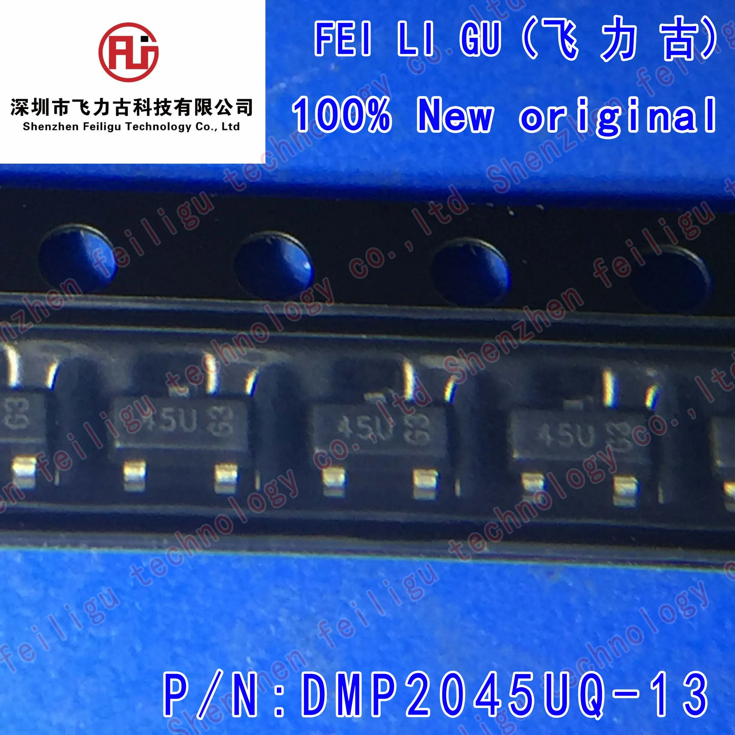 

10/30/50/100Pieces 100% New original DMP2045UQ-13 DMP2045UQ screen printing:45U package:SOT-23-3 20V 4.A 800mW P-channel MOS FET
