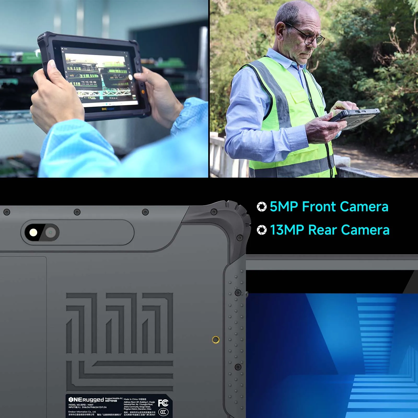 تابلت ONERugged Rugged M80T، 8 بوصة Android 14 تابلت 8 جيجابايت + 128 جيجابايت، كمبيوتر صناعي مع 4G/WiFi /BT 5.1/GPS/NFC #5