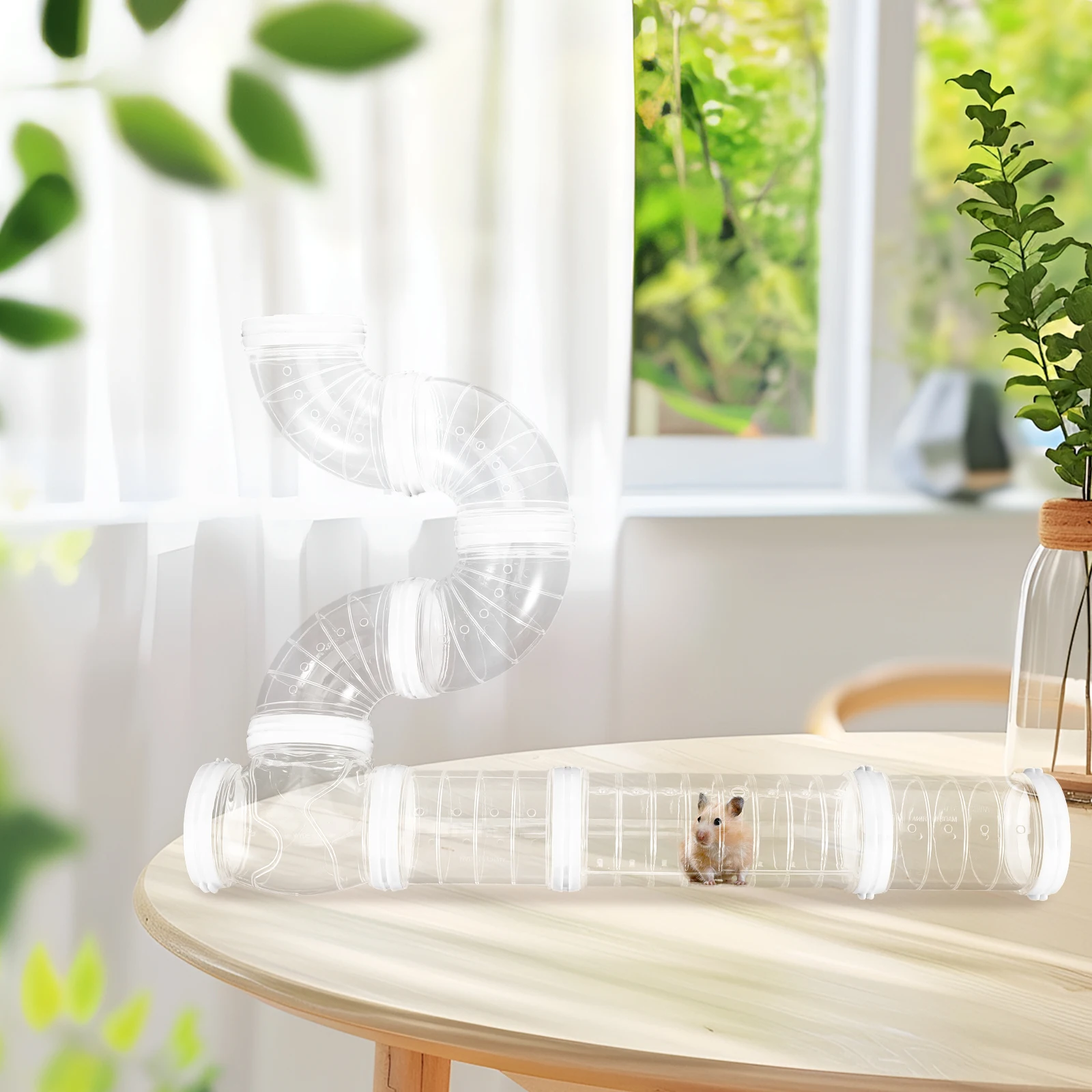 

1 Set Hamster Tubes Transparent Cage Tunnel For Small Animals Diy Pipeline Kit For Hamster Mouse Rat - Lightweight