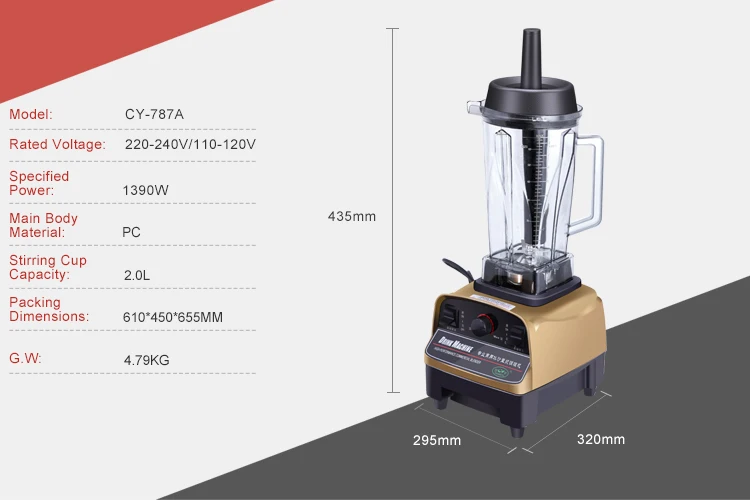 Chuangyu China Factory Direct Sale Kenwood Pharmaceutical Blender for Kitchen Cooler Application