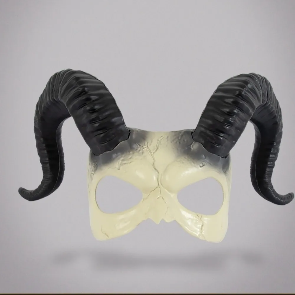 Gothic Animal Halloween Mask Plastic Party Props Sheep Horn Mask Cosplay Supplies Half Face Demon Mask Costume