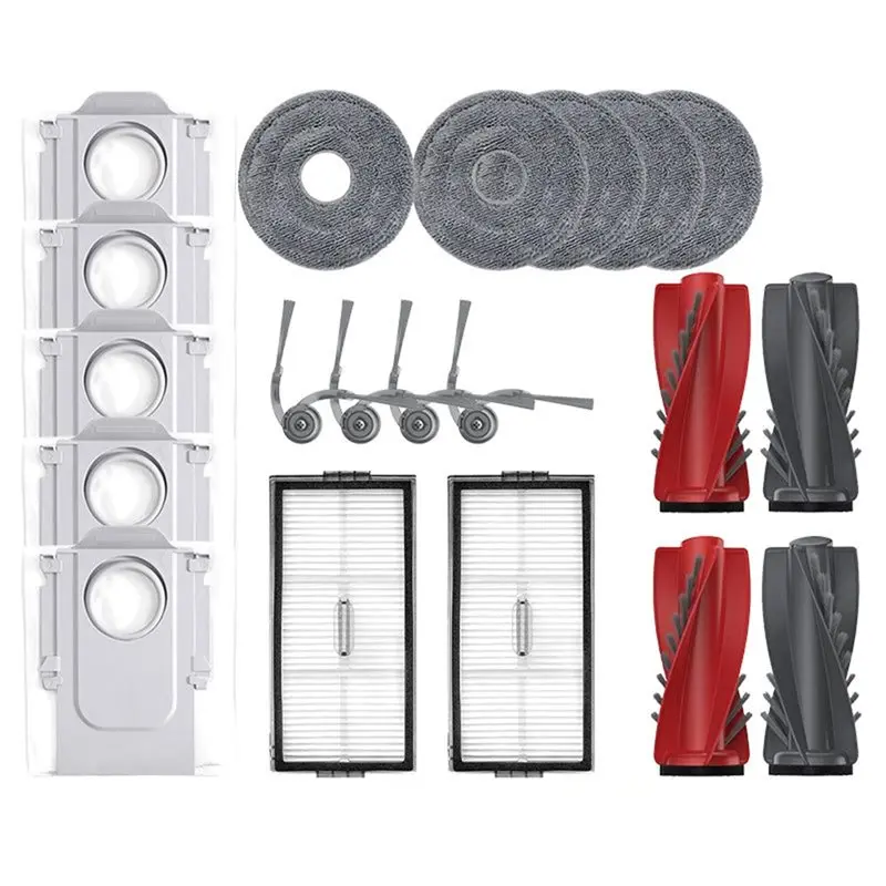 

A21F-для Roborock Qrevox/Edget робот-пылесос, основные боковые щетки, тряпки для швабры, HEPA-фильтры, мешки для пыли, запасные части, набор аксессуаров