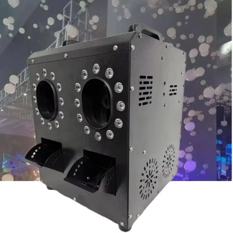 Metal 2 Head 2000W RGBW 3-in-1 Moving Lights Fog Bubble Smoke Machine & Remote Control for Wedding Disco LED Effects