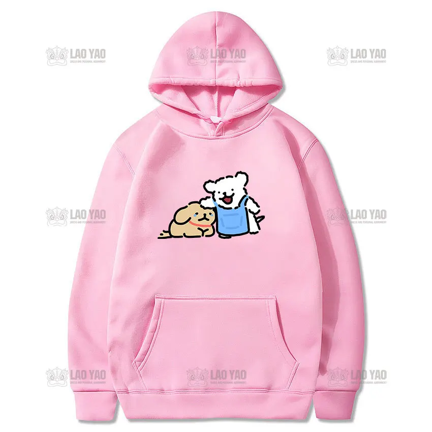 Woman Man Autumn and Winter Graphic Hoodie Kawaii Maltese Line Puppy Cartoon Sweatshirt Couple Keep Warm Long Sleeve