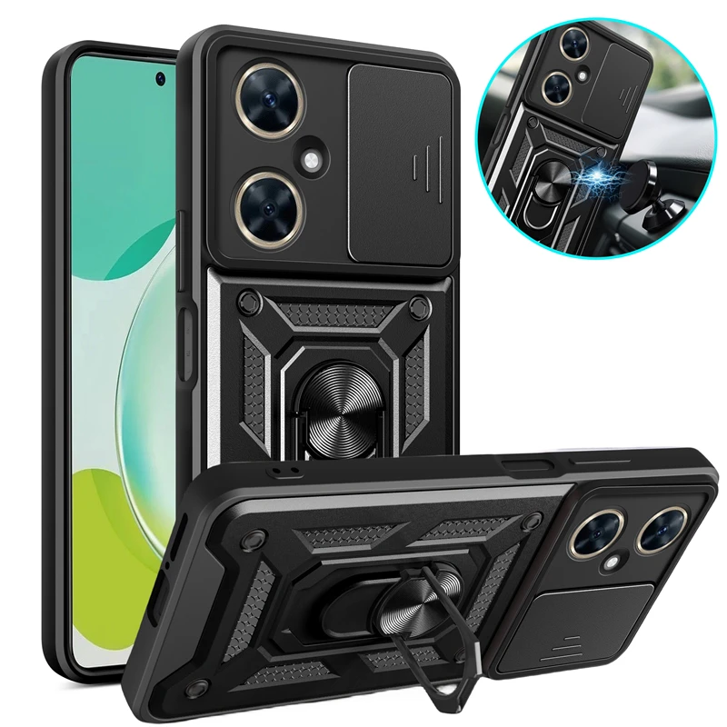 For Huawei Nova 11i Case Ring Magnetic Holder Phone Cases for Huawei Nova 11i MAO-LX9 Nova11i 11 i Slide Lens Armor Back Cover