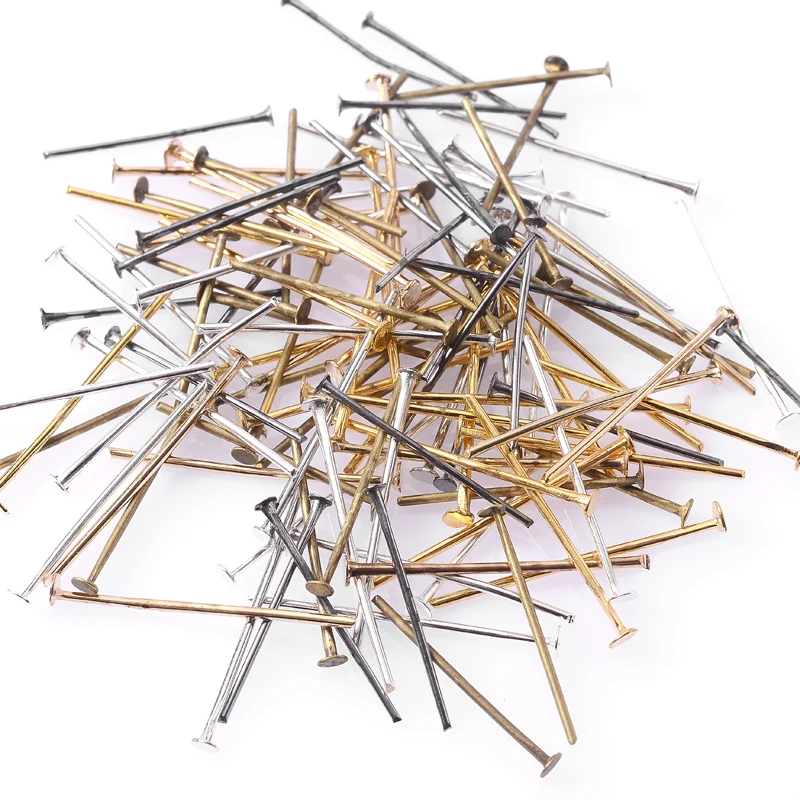 

200Pcs/bag 20 Mm Flat Head Pins Gold Plated Headpins Post Earring Pins for Jewelry Findings Making Diy Supplies