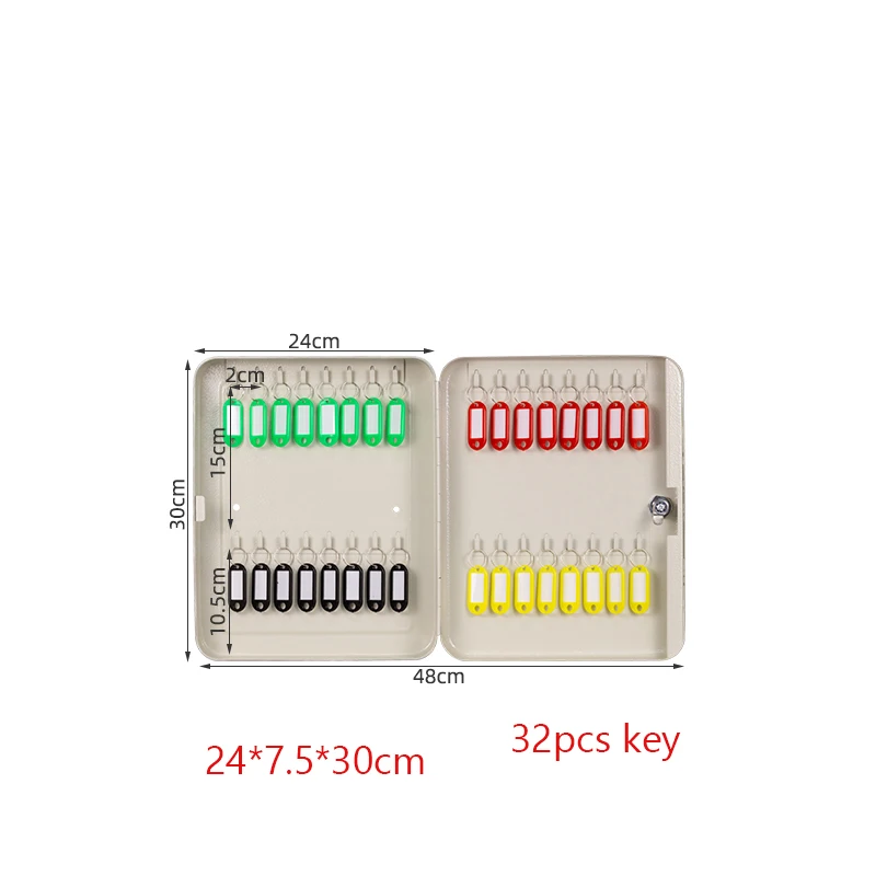 Metal Key Box ToolCase Storage Case Bins Wall Mounted Toolbox Management Cabinet With 32 Cards Office Hotel Facility Property