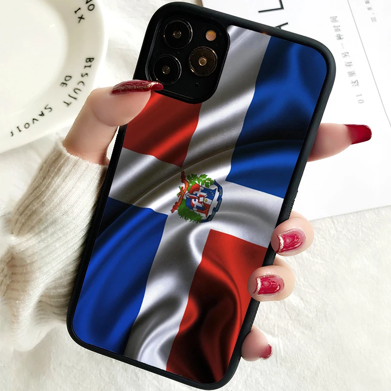 5 5S SE 2020 Phone Cover Case for iPhone 6 6S 7 8 PLUS X XS XR 11 12 13 MINI 14 PRO MAX Rubber dominican republic flag Painted