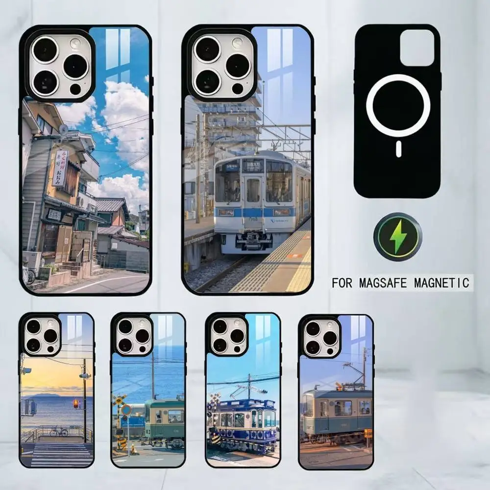 Japanese trains and city views Phone Case For iPhone17,16,15,14,13,12,11 Plus,Pro Magnetic For Magsafe Wireless Charging