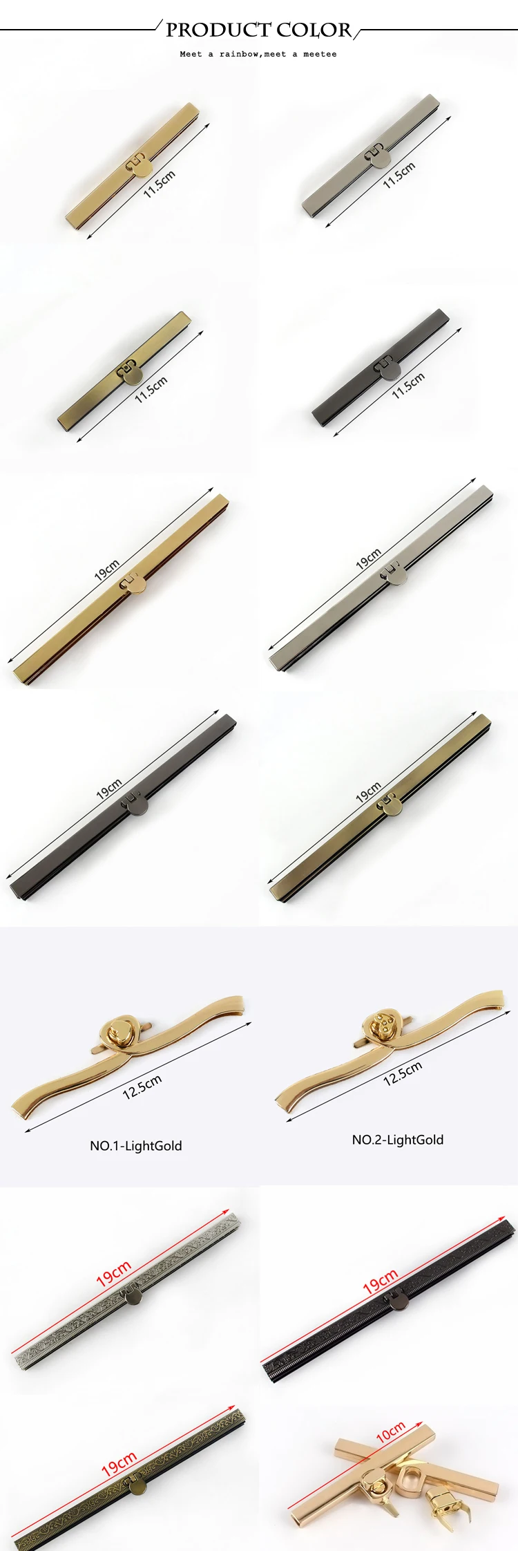 1/2/3/5Pcs Deepeel 10-19cm Metal Turn Lock Purse Frame Locks Buckle Wallet Bag Kiss Clasp Closure Parts DIY Hardware Accessories