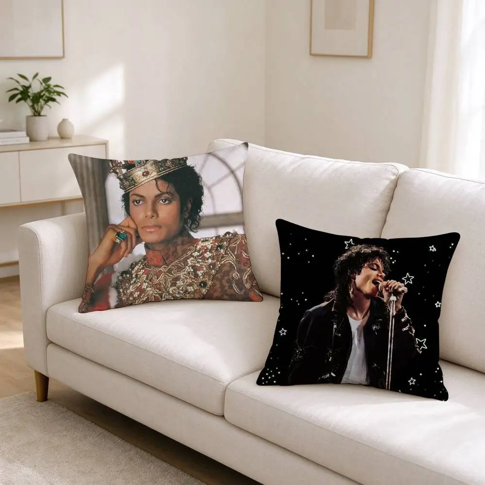 M-Michael Jackson Pop King  Square Double-Sided printed Pillow Case Bedroom Bedside Pillow Sofa Cushion Cover