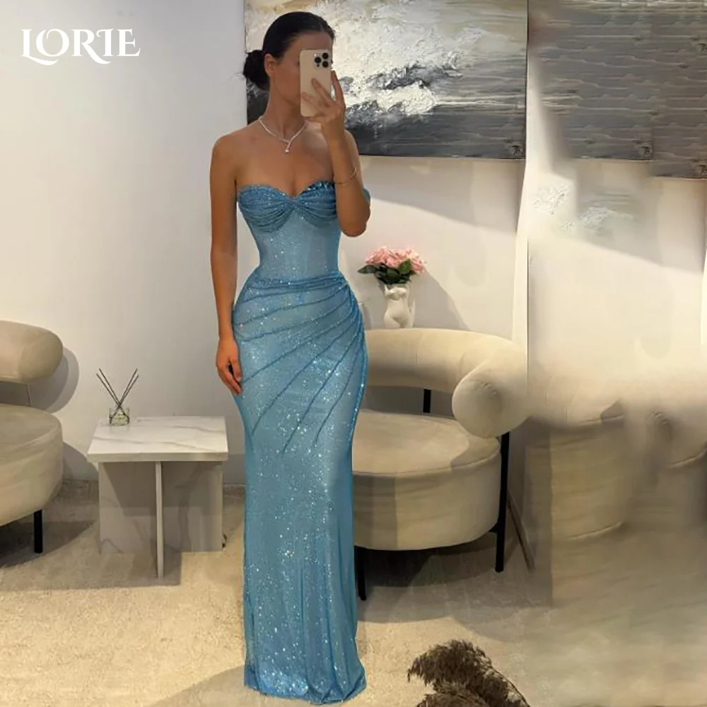 LORIE فستان سهرة عربي بكتف واحد ثنيات لامعة طول الأرض حورية البحر فساتين لحضور الحفلات الموسيقية ثنيات عربية للحفلات مخصصة 2026