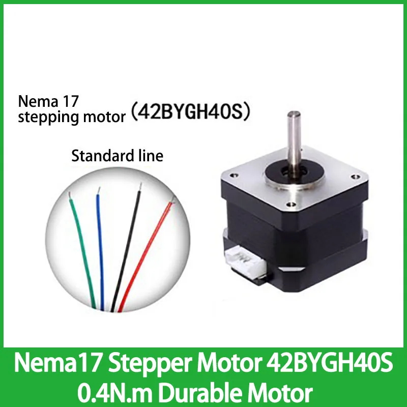 Nema 17 Stepper Motor 42BYGH40S Large Torque 0.4N.m Shaft Diameter 5mm Single Shaft Durable Motor Step Angle 1.8 °