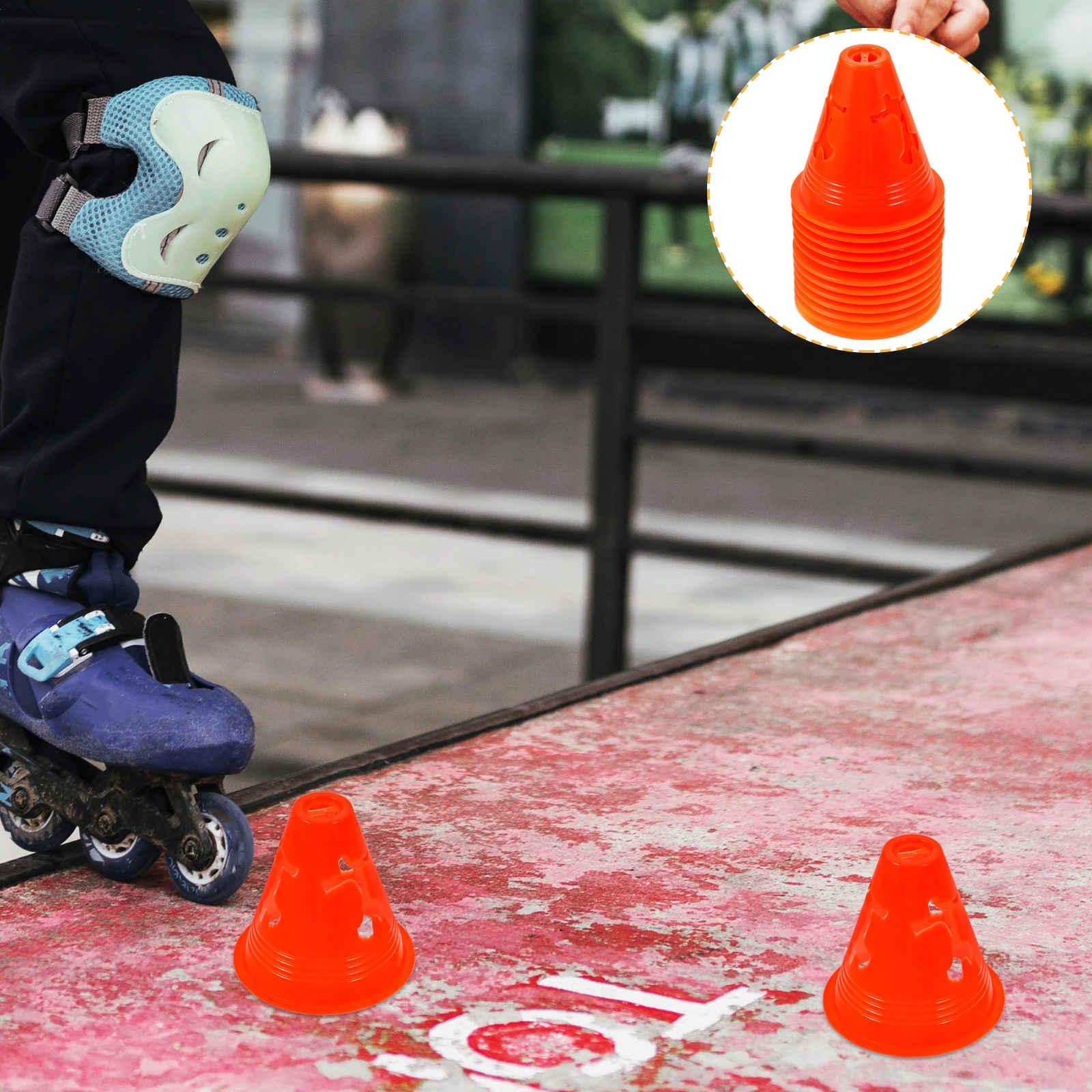 

12 Pcs Practice Roller Skating Pile Sign Bucket Mini Cones Orange Flat for Sports Training