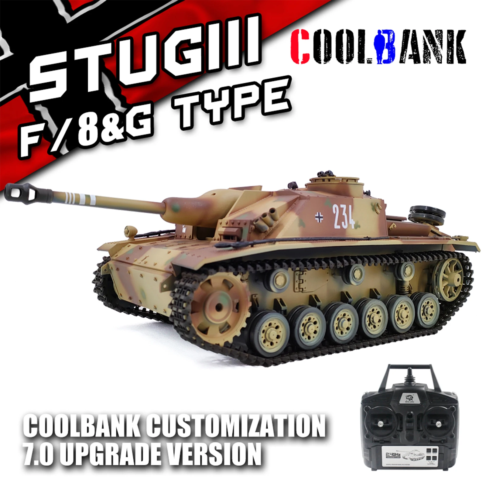 Coolbank RC HOBBY Upgraded Edition RTR 1/16 Deutscher Panzerkampfwagen III HL 3868 Pz. Kpfw. III F8 RC Tanks Raucheffekt IR Battle