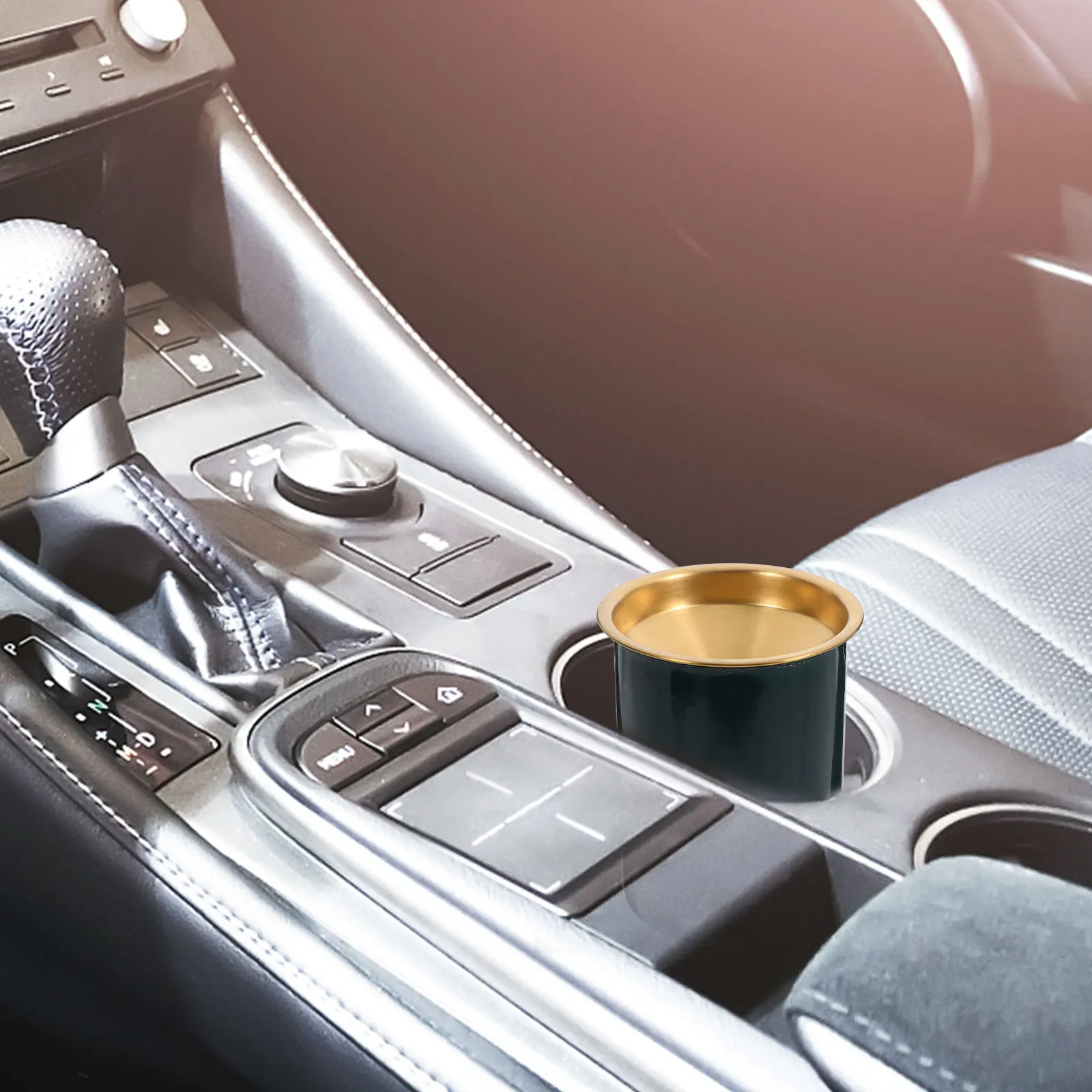 

Stainless Steel 5x11cm Green Gold Car Cigarette Car Ashtray Holder Detachable Easy Clean Home Office Funnel Ashtray Use