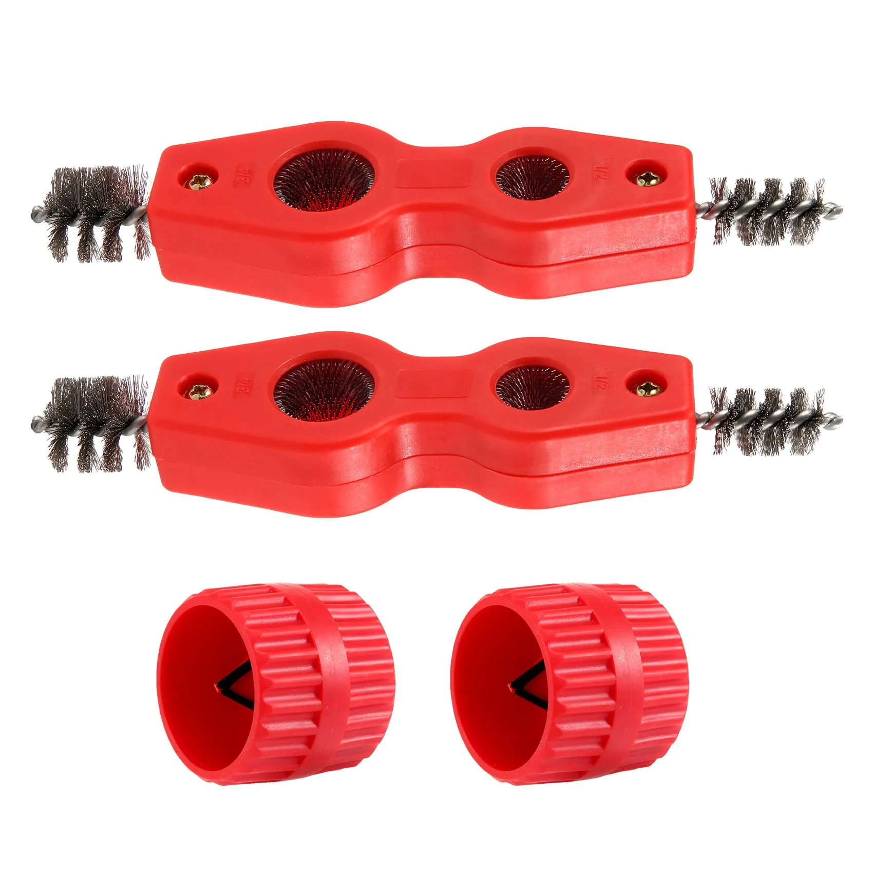 A38M 4 Pcs Copper Pipe Cleaner and Reamer Set Inner-Outer Reamer Pipe and Tube Deburring Reamer Chamfer Tool (Red)