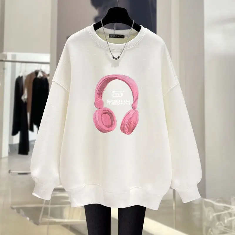 Autumn Winter Fashion Cartoon Printed Long Sleeve Sweatshirts Women Clothing Vintage Cotton Top Pullovers Casual Loose Hoodies