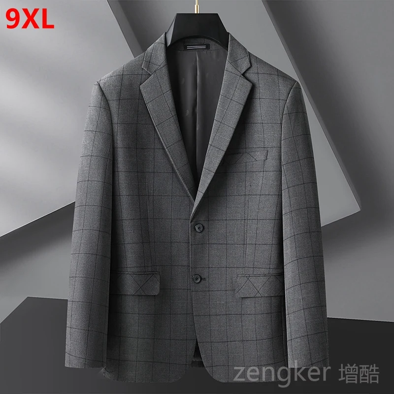 Large size suit men's autumn plus size business casual suit loose middle-aged civilian jacket 8XL 7XL 6XL men blazer