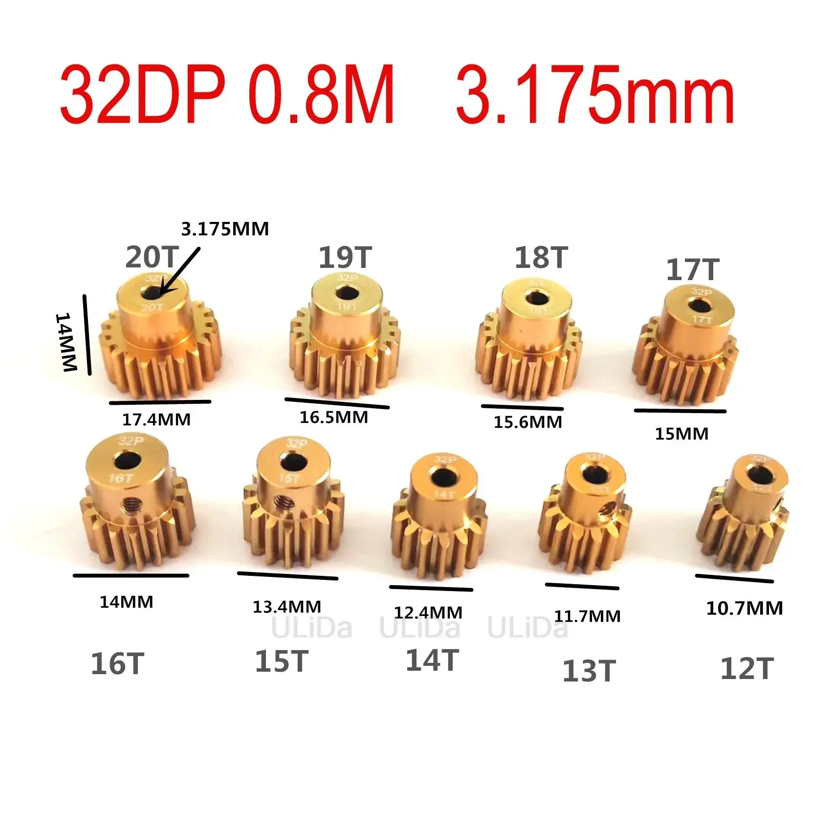 Piñón Metálico 32DP 3.175mm 12T 13T 14T 15T 16T 17T 18T 19T 20T para Motor de Auto RC 1/10, Camioneta, Buggy SURPASS HOBBY