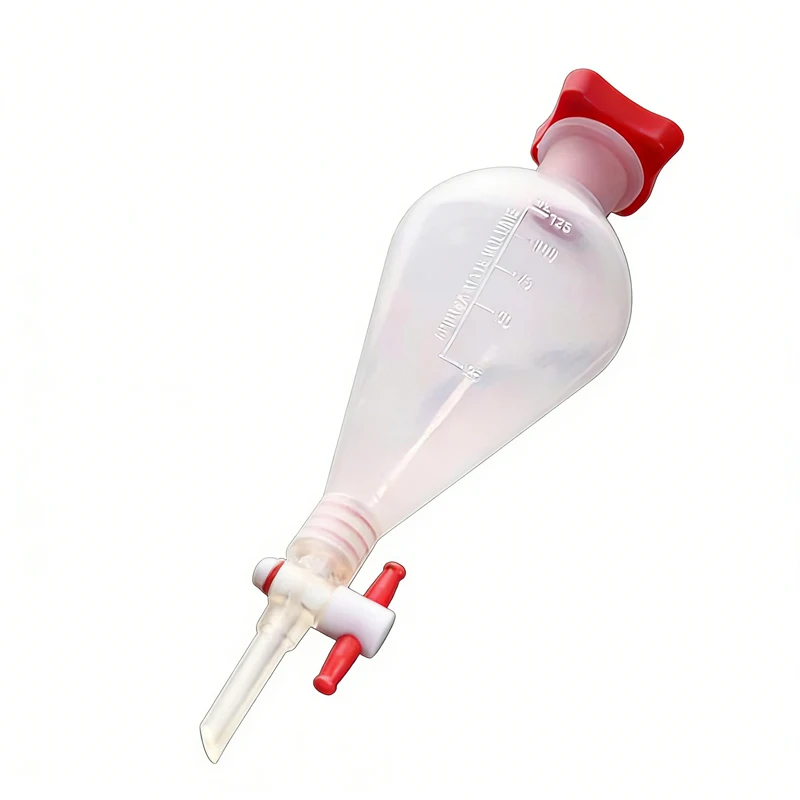 250mL Pear-shaped Plastic Separatory funnel with PTFE Stopper PP Separating Funnel Laboratory Supplies